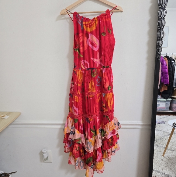Farm Rio mixed fruits asymmetrical ruffled midi dress nwt - Picture 15 of 15